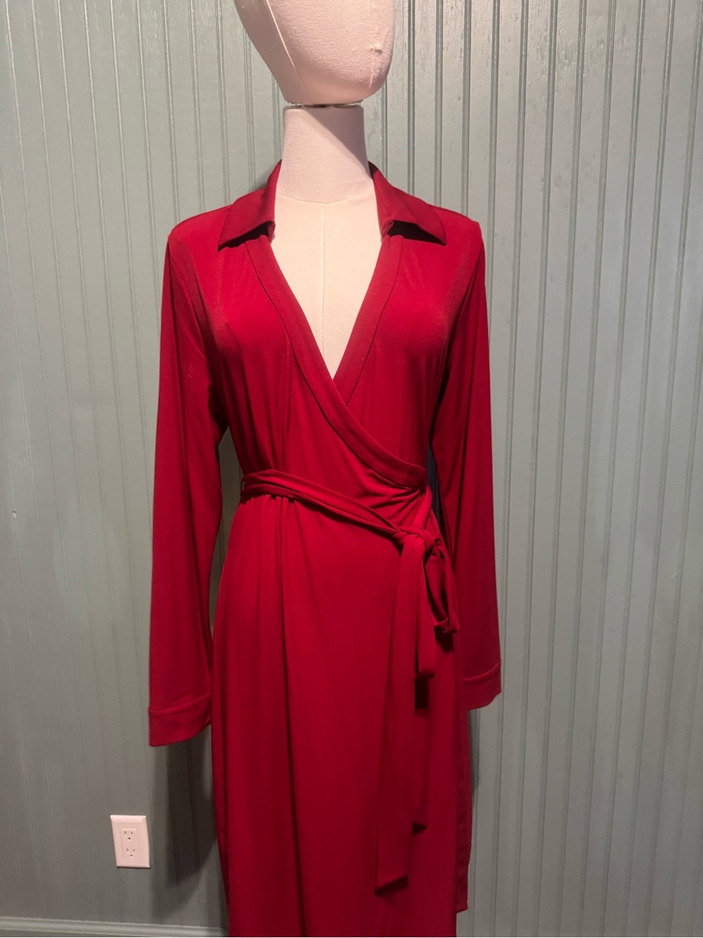Calvin Klein Vibrant Red Dress with V-Neck